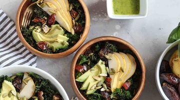 Crispy Kale Salad with Dates, Pear & Avocado